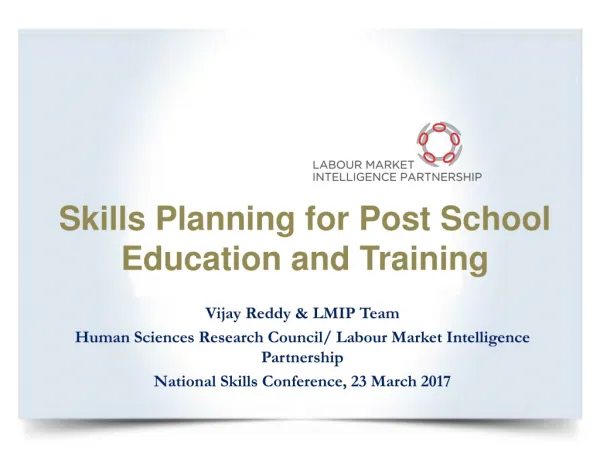 Skills Planning for Post School Education and Training