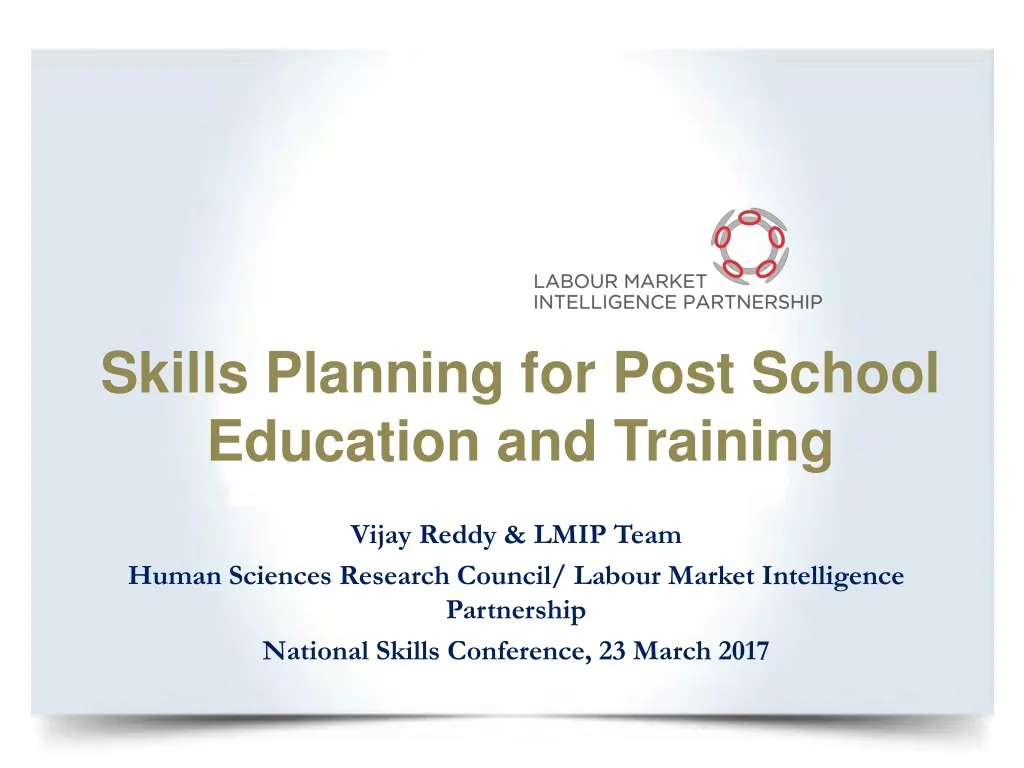 skills planning for post school education and training