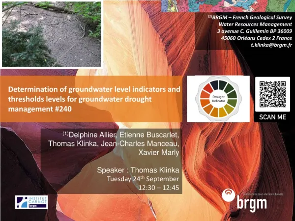 (1) BRGM – French Geological Survey Water Resources Management 3 avenue C. Guillemin BP 36009