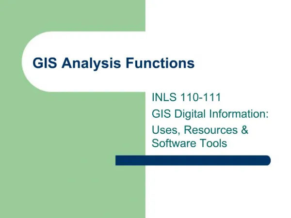 GIS Analysis Functions