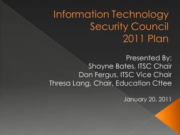 Information Technology Security Council 2011 Plan