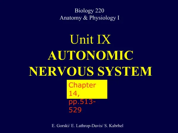 Unit IX AUTONOMIC NERVOUS SYSTEM