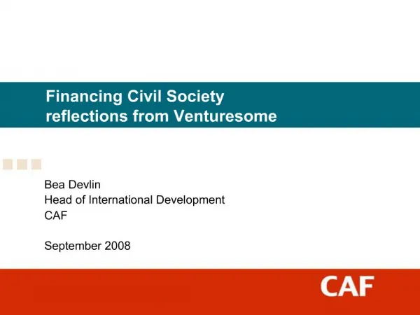 Financing Civil Society reflections from Venturesome