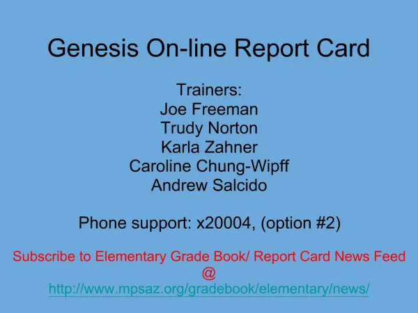 Genesis On-line Report Card