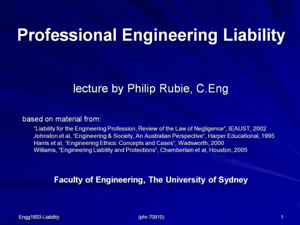 Professional Engineering Liability
