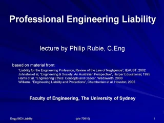 Professional Engineering Liability - slide 1