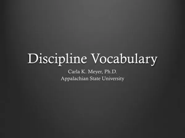 Discipline Vocabulary