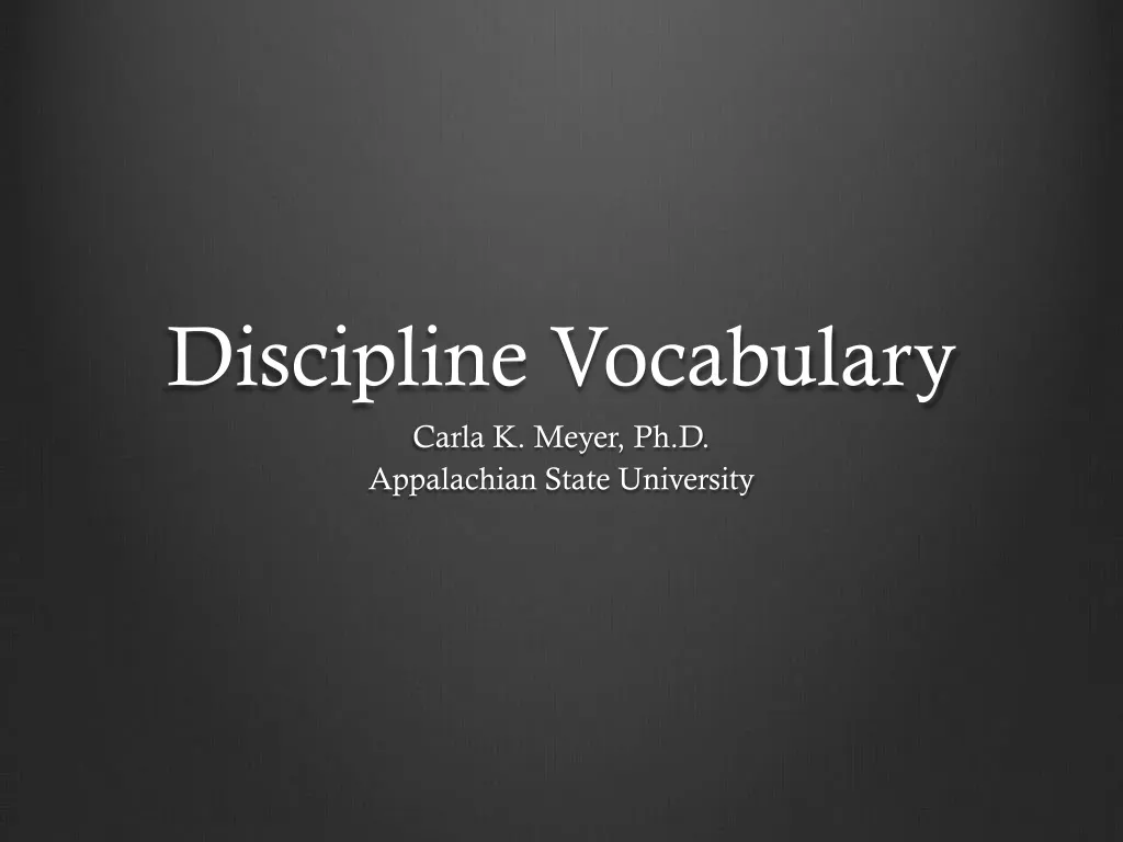 discipline vocabulary