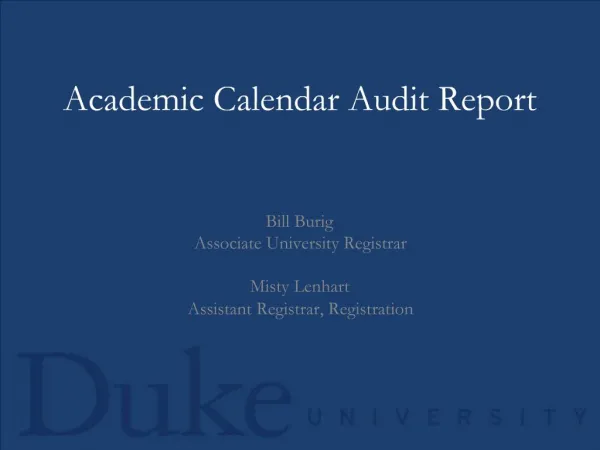 Academic Calendar Audit Report