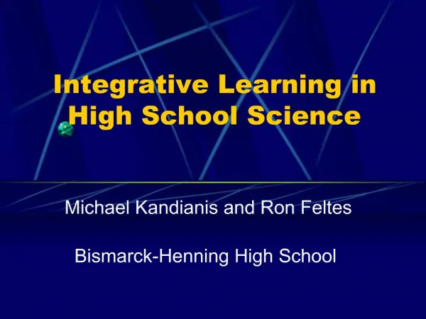 Integrative Learning in High School Science
