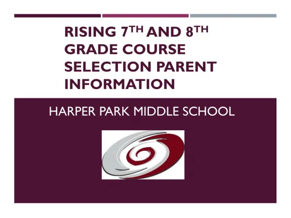 Rising 7 th and 8 th Grade Course Selection Parent information Process