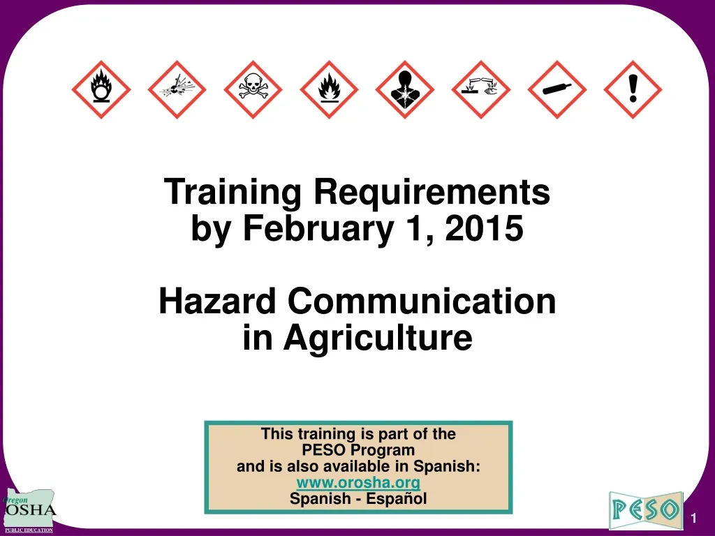 training requirements by february 1 2015 hazard