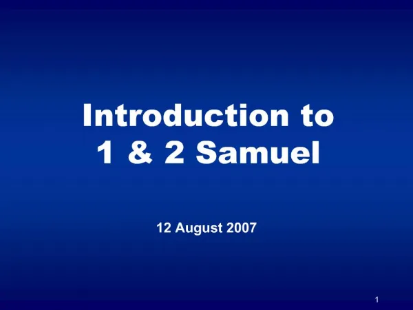 Introduction to 1 2 Samuel