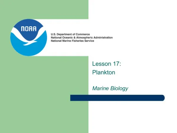 Lesson 17: Plankton Marine Biology