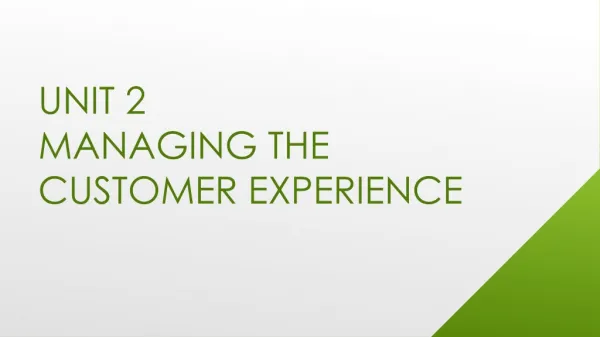 UNIT 2 MANAGING THE CUSTOMER EXPERIENCE