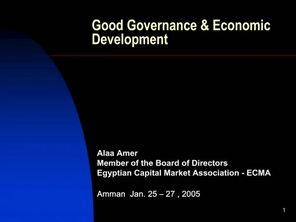 Good Governance Economic Development