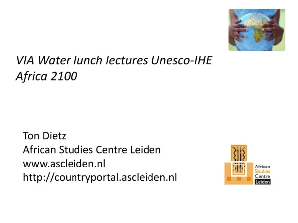 VIA Water lunch lectures Unesco-IHE Africa 2100