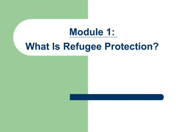 Module 1: What Is Refugee Protection