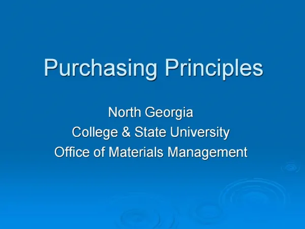 Purchasing Principles
