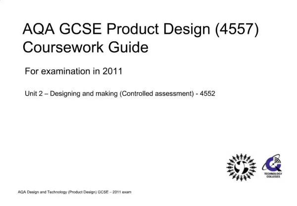 AQA GCSE Product Design 4557 Coursework Guide