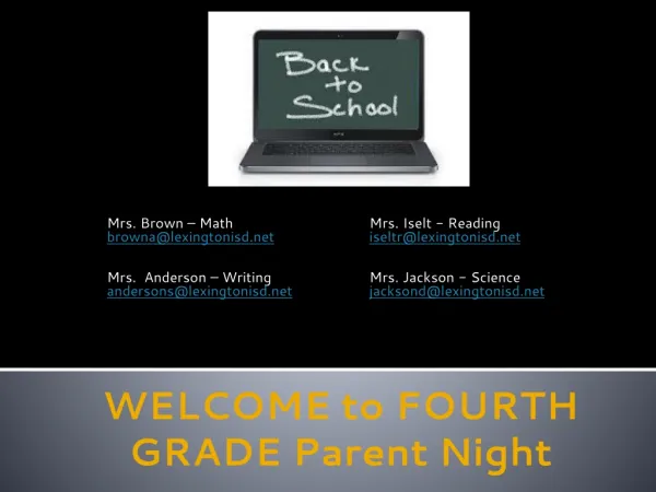 WELCOME to FOURTH GRADE Parent Night