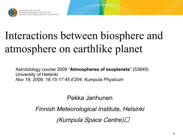 Interactions between biosphere and atmosphere on earthlike planet
