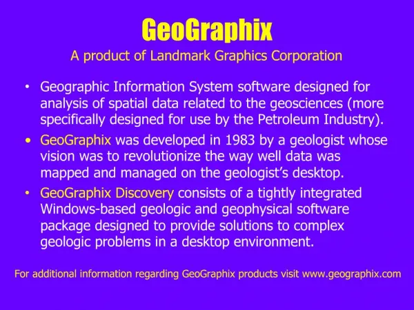 GeoGraphix A product of Landmark Graphics Corporation