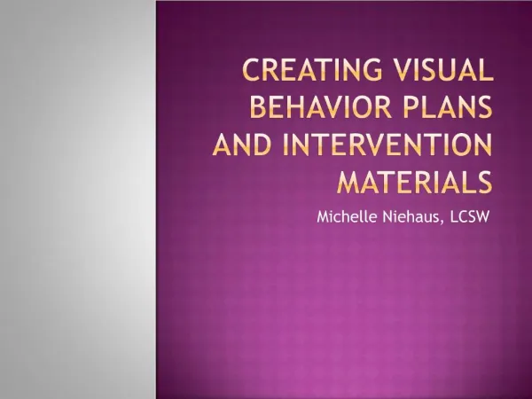 Creating visual behavior plans and Intervention materials
