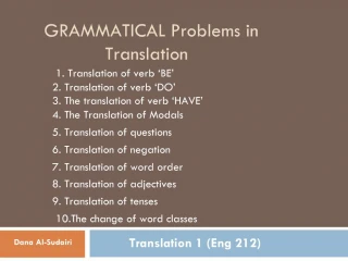 GRAMMATICAL Problems in Translation - slide 1