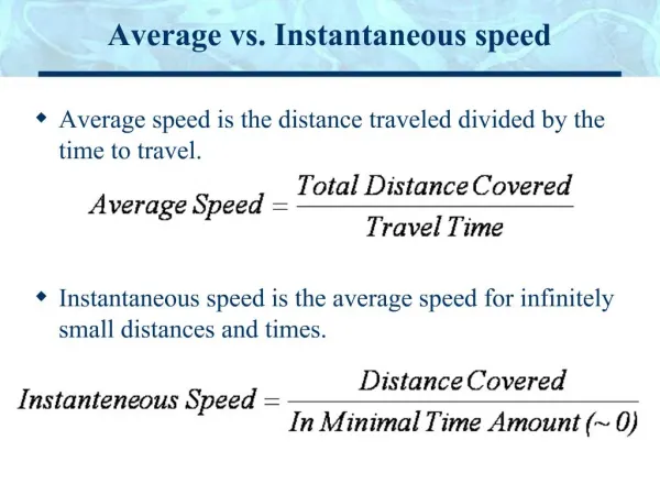 Average vs. Instantaneous speed