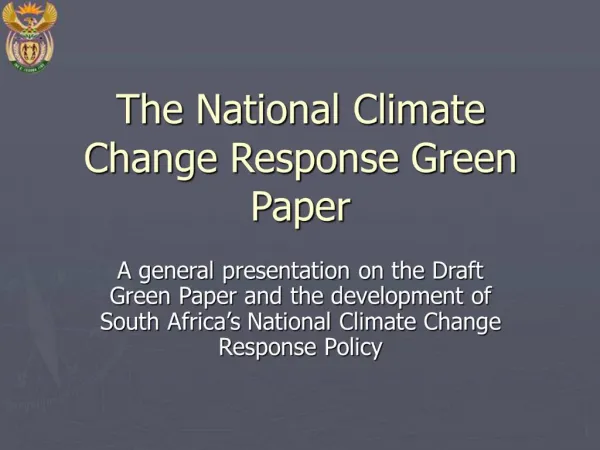 The National Climate Change Response Green Paper