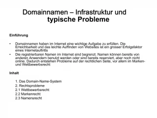 Domainnamen Infrastruktur und typische Probleme - slide 1