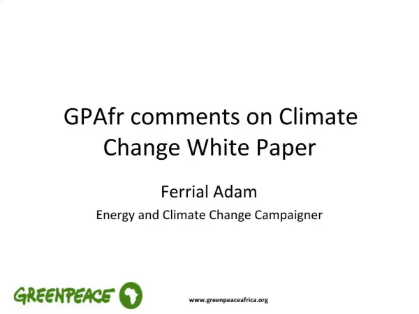 GPAfr comments on Climate Change White Paper