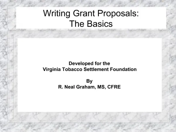 Writing Grant Proposals: The Basics