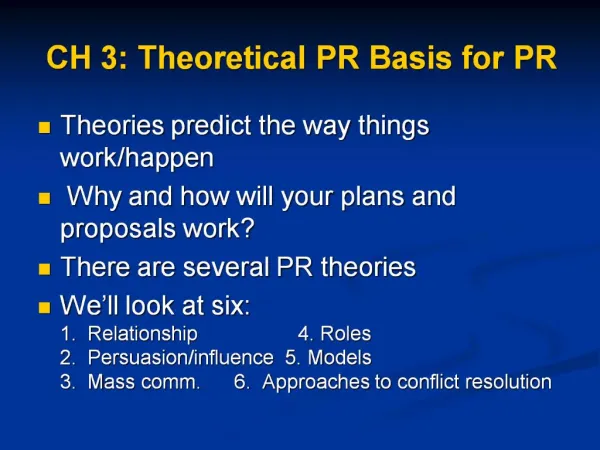 CH 3: Theoretical PR Basis for PR
