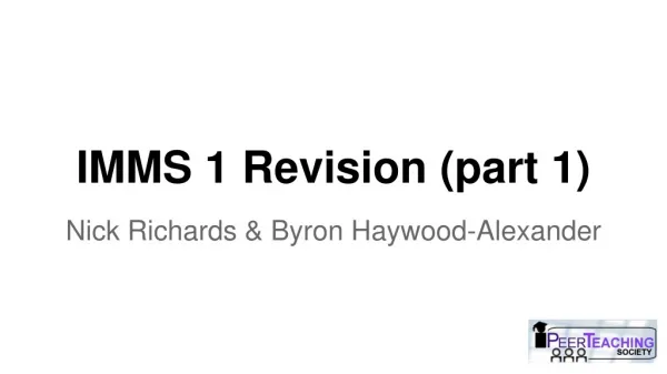 IMMS 1 Revision (part 1)