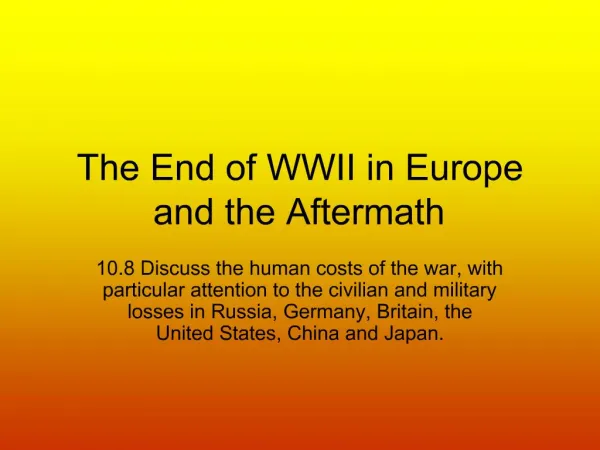 The End of WWII in Europe and the Aftermath