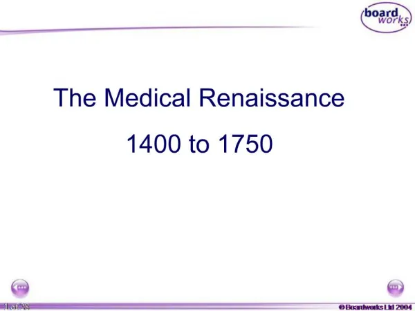 The Medical Renaissance 1400 to 1750
