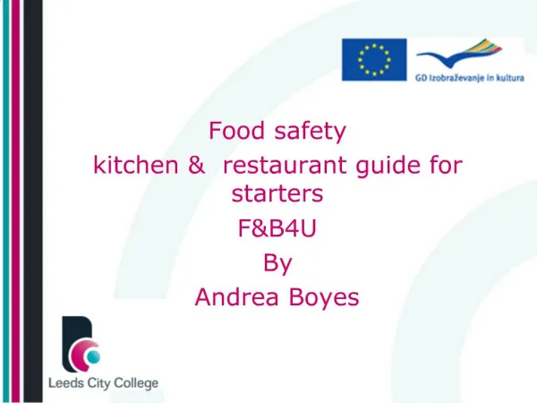 Food safety kitchen restaurant guide for starters FB4U By Andrea Boyes
