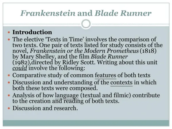 Frankenstein and Blade Runner