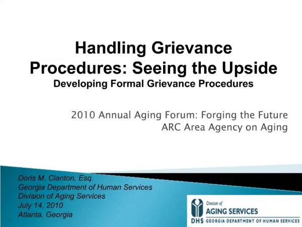 2010 Annual Aging Forum: Forging the Future ARC Area Agency on Aging