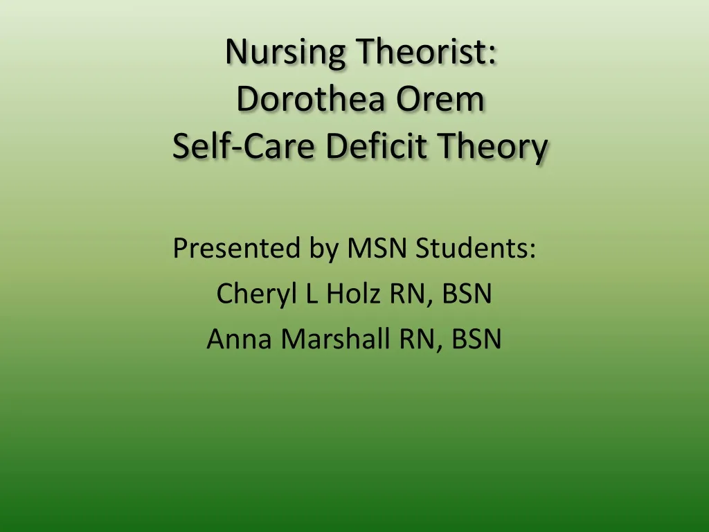 nursing theorist dorothea orem self care deficit theory
