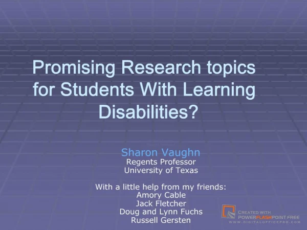 Promising Research topics for Students With Learning Disabilities