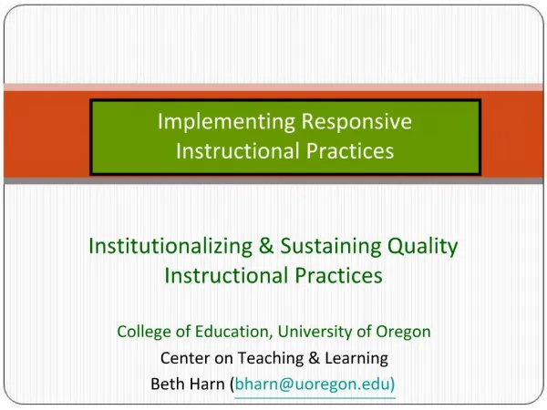 Implementing Responsive Instructional Practices