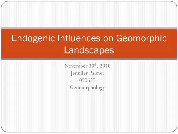 Endogenic Influences on Geomorphic Landscapes