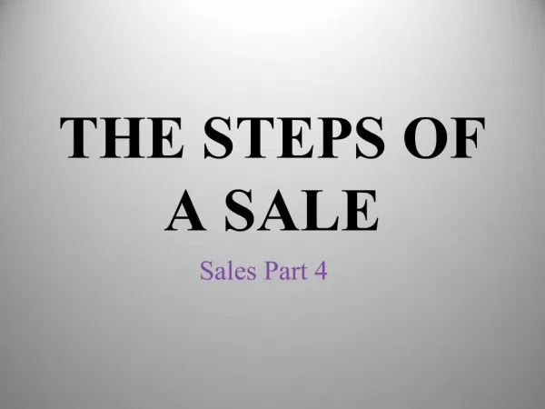 THE STEPS OF A SALE