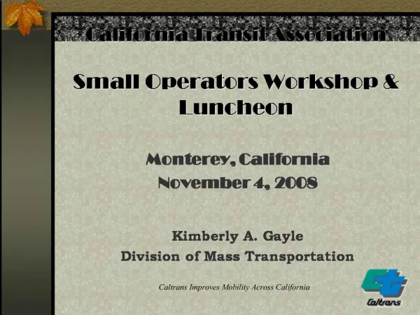 California Transit Association Small Operators Workshop Luncheon