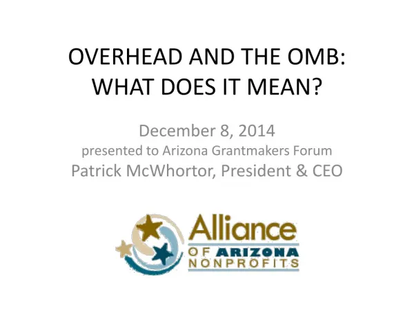 OVERHEAD AND THE OMB: WHAT DOES IT MEAN?