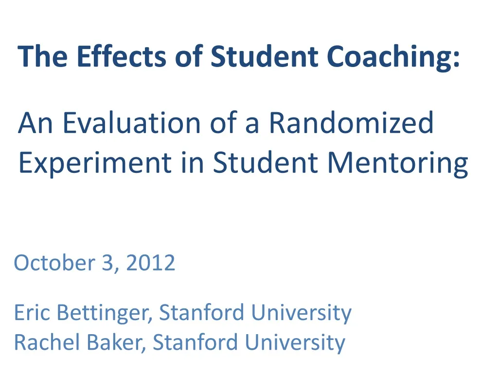 the effects of student coaching an evaluation