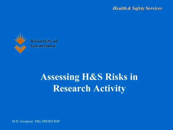 Assessing HS Risks in Research Activity